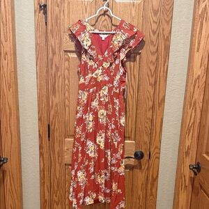 LC Lauren Conrad Rust Floral Maxi Dress